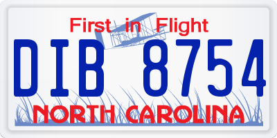 NC license plate DIB8754