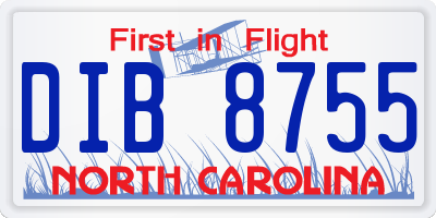 NC license plate DIB8755