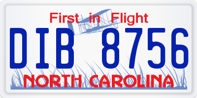 NC license plate DIB8756