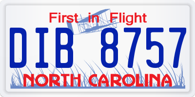 NC license plate DIB8757