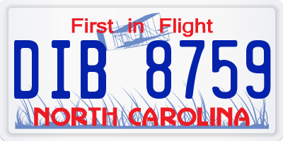 NC license plate DIB8759