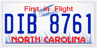 NC license plate DIB8761