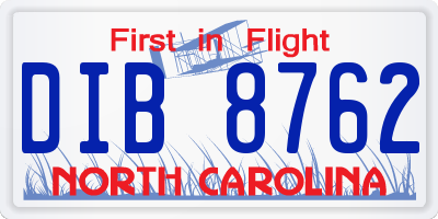 NC license plate DIB8762
