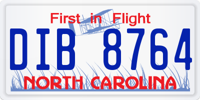 NC license plate DIB8764