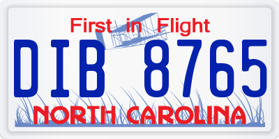 NC license plate DIB8765
