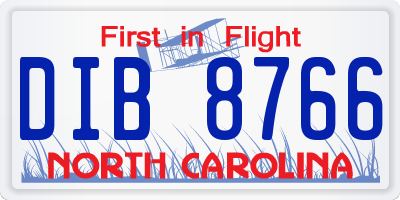 NC license plate DIB8766