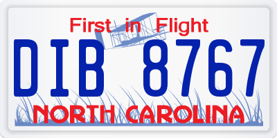 NC license plate DIB8767