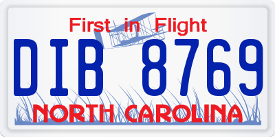 NC license plate DIB8769