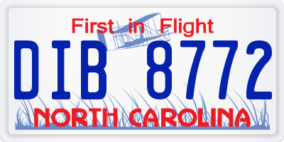 NC license plate DIB8772