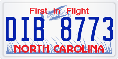 NC license plate DIB8773