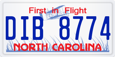 NC license plate DIB8774