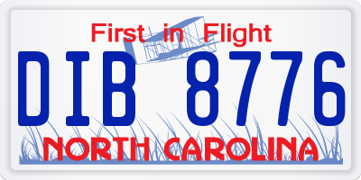 NC license plate DIB8776