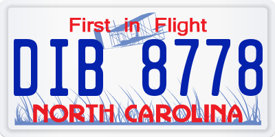 NC license plate DIB8778