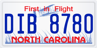 NC license plate DIB8780
