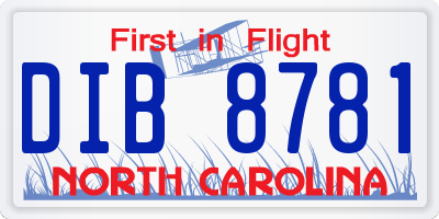 NC license plate DIB8781