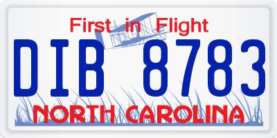 NC license plate DIB8783