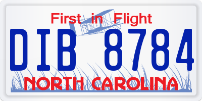 NC license plate DIB8784
