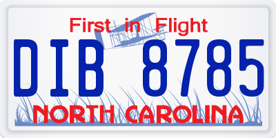 NC license plate DIB8785