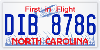 NC license plate DIB8786