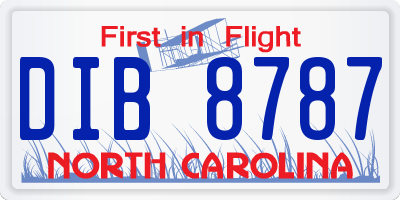 NC license plate DIB8787