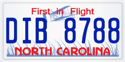 NC license plate DIB8788