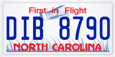NC license plate DIB8790