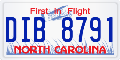 NC license plate DIB8791