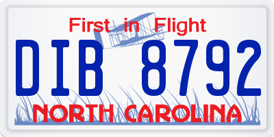 NC license plate DIB8792