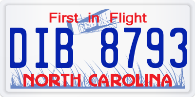 NC license plate DIB8793