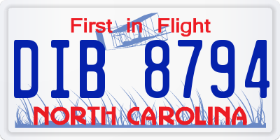 NC license plate DIB8794