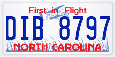 NC license plate DIB8797