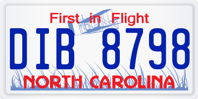 NC license plate DIB8798