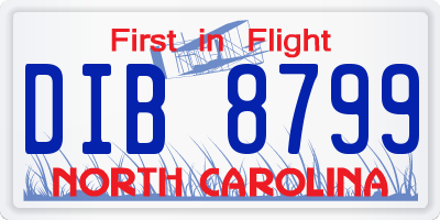 NC license plate DIB8799