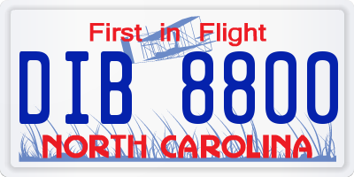 NC license plate DIB8800