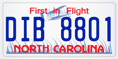 NC license plate DIB8801