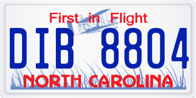 NC license plate DIB8804