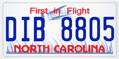 NC license plate DIB8805