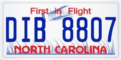 NC license plate DIB8807