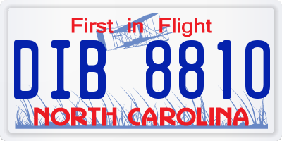 NC license plate DIB8810