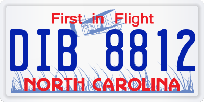 NC license plate DIB8812