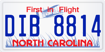NC license plate DIB8814
