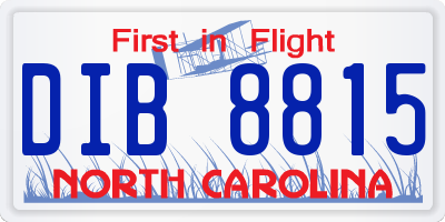 NC license plate DIB8815