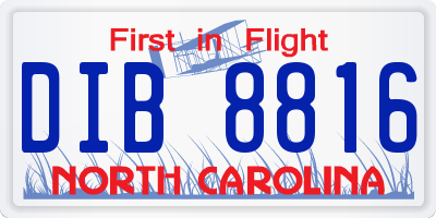 NC license plate DIB8816
