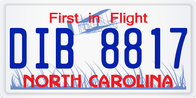 NC license plate DIB8817