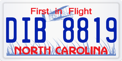 NC license plate DIB8819