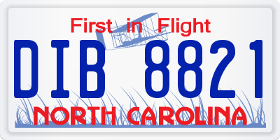 NC license plate DIB8821