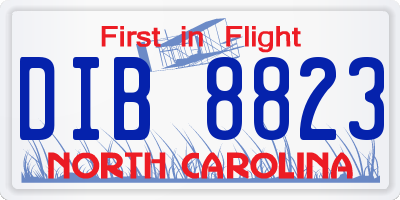 NC license plate DIB8823