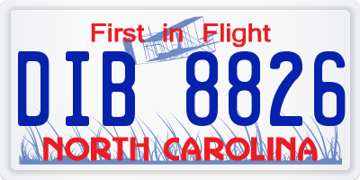 NC license plate DIB8826