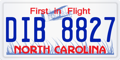 NC license plate DIB8827