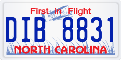 NC license plate DIB8831